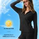 AVGO Women's UPF 50+ Sun Protection Zip Up Hoodie Workout Jacket Lightweight Outdoor Long Sleeve SPF Shirt with Pocket (Black, S)
