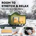 Heated Cat Shelter for Outside, Large Outdoor Cat House with Roof Window and Cozy Cushion, Weatherproof Foldable and Easy Assembly Design, Ideal for Stray and Feral Cats