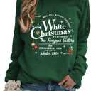 Ykomow Snowman Wine Cheers Sweatshirts Women Long Sleeve Christmas Graphic Tees Funny Xmas Tops (XX-Large, 2-green)