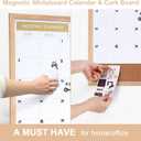 ARCOBIS Calendar Whiteboard with Cork Board, 24"x18" Wood Frame Dry Erase Calendar for Wall, Magnetic Monthly Combination Board for Home, Office, School, Kitchen, Beige