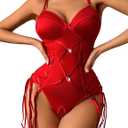 Avidlove Red Corset Lingerie One Piece Bodysuit Teddy Babydoll for Valentine's Day, Size XXL