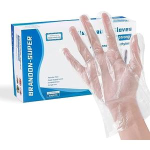 Brandon-super Food Prep Gloves Plastic Food Safe Gloves, Food Handling, One Size Fits Most Poly 500ct Clear 500 Count (Pack of 1)