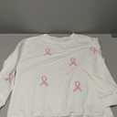 VILOVE Breast Cancer Awareness Sweatshirt: Pink Ribbon Pullover Hoodie for Women, Cancer Fighter Long Sleeve Tops, L