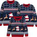 Curipeer Ugly Family Matching Christmas Sweaters Men Women Kids Knitted Pullover Outfits Party Holiday (2T, A-santa-navy Blue)