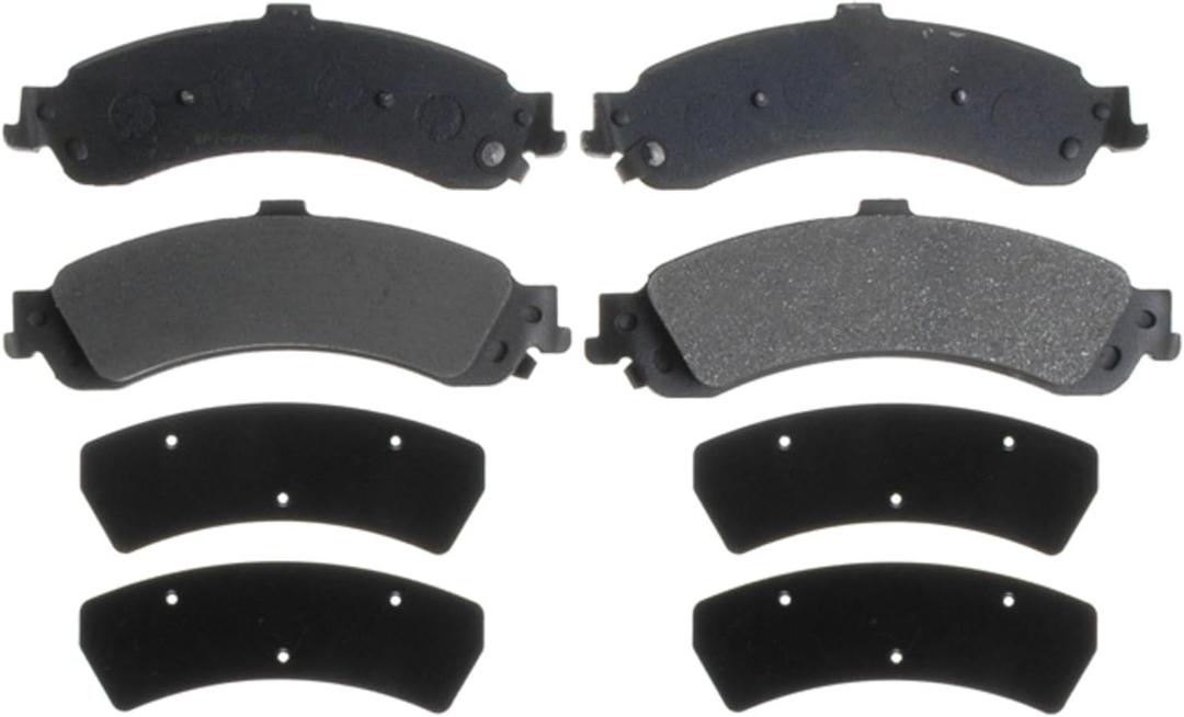 ACDelco Silver Rear Brake Pad Set with Wear Sensor 14D834M | GM 19286124 Semi-Metallic Rear Brake Pads for Select Cadillac, Chevy, Chevrolet, GMC, and more