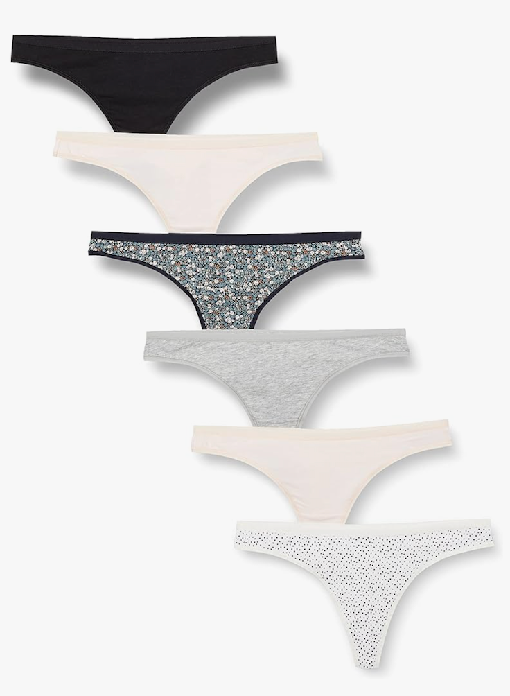 Amazon Essentials Cotton Thong Underwear for Women, Pack of 6 L