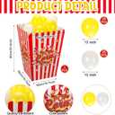 Sosation 2 Pack Giant Popcorn Box Prop Cardboard Stand up with Balloons Movie 3D Popcorn Bucket Decoration Large Carnival Circus Decorations Arch Kit for Movie Night Themed Birthday Party (Red)