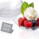 Kingrol 200 Ct Mini Dessert Plates, 3-1/8 x 2-5/8 Inches Clear Disposable Plastic Tray