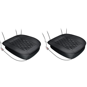 Car Seat Cushion Faux Leather Sponge Filling Car Seat Pretector Waterproof Seat Padded with Non Slip Bottom for Car, SUV, Van Black Car Front Seat Cover Pad, 2Pack