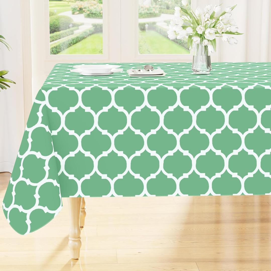 Smiry Rectangle Table Cloth, Waterproof Vinyl Tablecloth with Flannel Backing for Rectangle Tables, Wipeable Spillproof Plastic Tablecloths for Dining, Camping and Indoor (54"x78", Sage Green)