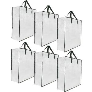3 x 6 Pack Clear Storage Bags with Zipper and Handles, Blanket Bags For Closet Storage, Moving and Packing Supplies for College, Underbed Storage Organizer for Clothes Pillow Bedding Christmas Wreath