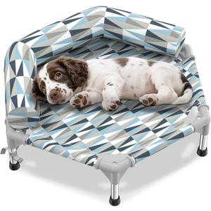 Orthopedic Dog Bed - Beds Bolster,Cooling Elevated Dog Beds with Metal Frame,Raised Dogs Bed,Easy to Assemble,Up to 50 lbs,Small (24.5" L x 24.5" W x 6.7" Th)