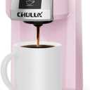 CHULUX Classic Single Serve Coffee Maker for K Cup, One Button Easy Coffee Machine for Office, RV, Travel and Dorm, Pink