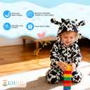 ALVABABY Christmas Baby Bunting Bodysuit with Hood, Romper Jumpsuit Animal Costume Outfit, Soft Warm Onesize Newborn Toddler (12-18 Months, Dairy Cow)