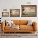 Vintage Sunset Landscape Framed Wall Art Autumn Fields Oil Painting Poster Rustic Horizontal Nature Countryside Scene Canvas Prints Home Interior Decor for Living Room Bedroom 36x24inch