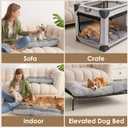 EHEYCIGA Washable Large Dog Bed for Crate 35x23 Inch, Reversible Kennel Pad for Dogs Weight Up to 45 lbs, Plush and Comfy Pet Sleeping Mat, Grey