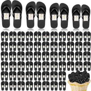 Unittype 72 Pairs Flip Flops Bulk for Wedding Assorted Size Sandals Pack Casual Slippers Flip Flops for Adults Women Men Wedding Bridal Shower Favors Hotel Travel Spa Pool Party Supplies (Medium, Black)