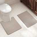 TYUU Bath Mat Set 2 Piece, Bathroom Rugs Non Slip Washable & Toilet Mat, 16"x24" + 20"x24" U Shape