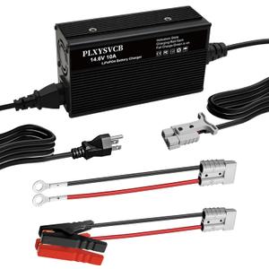 12V 10A Lithium Battery Charger, 4 Safety Protections, 14.6V LiFePO4 Battery Charger with Anderson Connector LED Indicator Charger for Car, Truck, Boat, RV