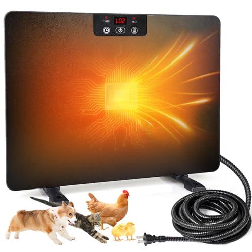 Torlaist Chicken Coop Heater for Winter, 200W Chicken Heater with 5 Timing Function & 3 Adjustable Temp, Heat Warmer with Overheat Protection for Chicken Puppy Pets