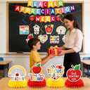 Teacher Appreciation Banner Decorations - 15 Pcs Thank You Teachers Week Party Garland Hanging Swirls Honeycomb Centerpieces Backdrop Photo Booth Props Decor Supplies for Classroom School