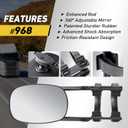 Extended Towing Mirrors, Universal Clip-On Side Mirror Extensions for Pickups, RVs, and Trailers, Tow Mirrors with Extenders (Model HA968)