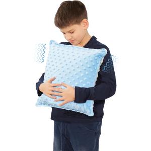 Bmag Sensory Vibrating Pillow for Autistic Kids and Adults,13 x 13 Sensory Toy Gift with Textured Therapy Stimulation Bumps Relief Stress Item for Toddler - Blue and Yellow, Medium