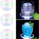 3 PCS Colorful LED Cocktail Coaster, Round Ultra-Thin LED Drink Coaster Luminous Coaster, 3.9-inch Non-Slip & Waterproof Transparent Beer Beverage Coasters for Club, Bar, Party Wedding Halloween