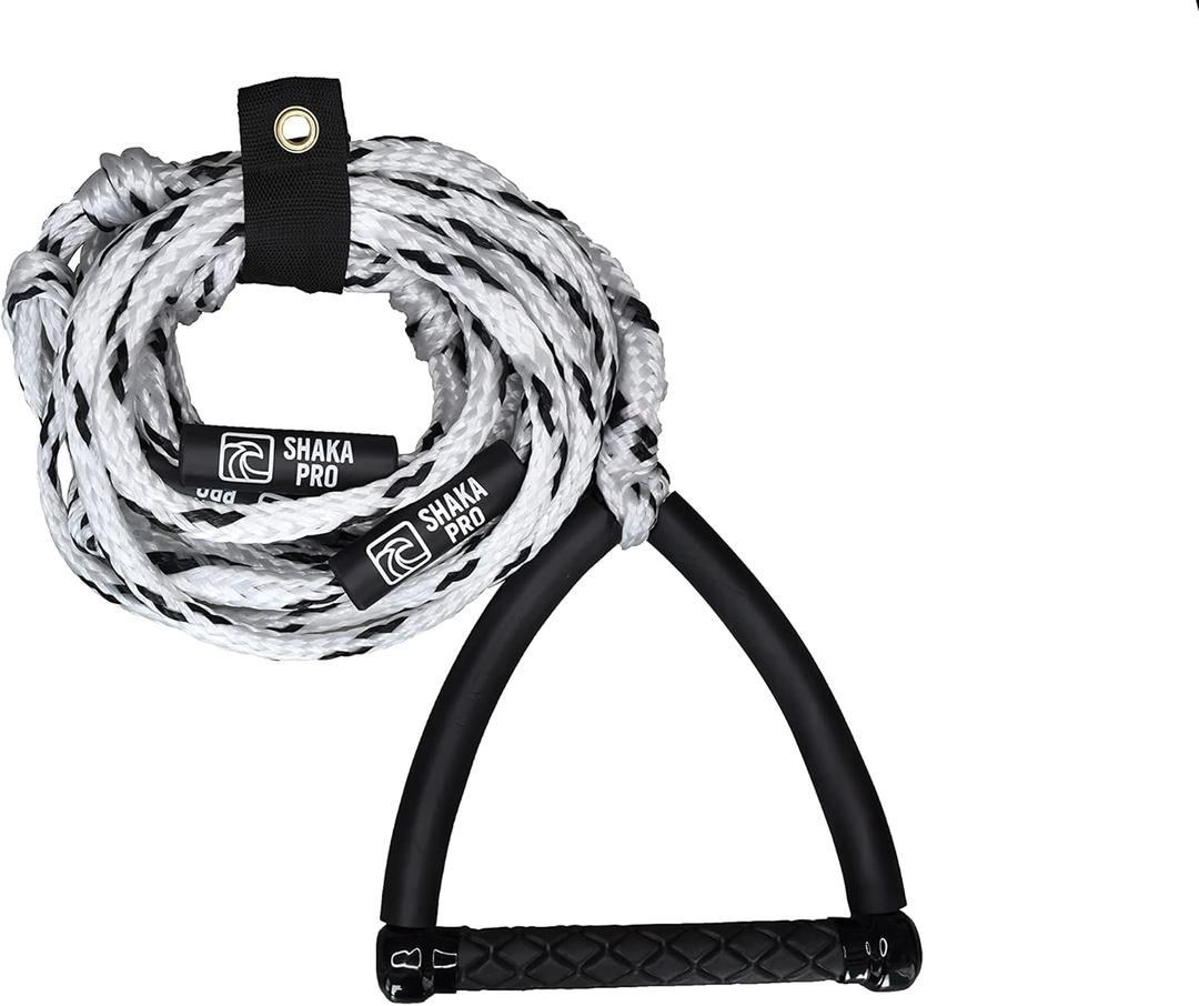 Wakesurf Rope with Handle - Adjustable 25 Foot Tow Rope with 10" Handle (White)