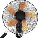 18 Inch Wall Mount Fan with Remote, 3-speed Wall Oscillating Quiet Fan with 5 Blades, Adjustable Tilt and Timing, High Velocity Wall-Mounted Fans for Bedroom, Gym, Office, Warehouse, Garage, Silver Blade instead Gold 