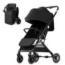 Baby Stroller, 3 in 1 Folding High Landscape Infant Strollers Convertible Strollers with Large UPF 50+ Canopy and Cup Holder (Black)