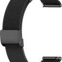 RuenTech Compatible with FITVII H86/HM68 Smart Watch Bands, Stainless Steel Metal Mesh Loop Straps Replacment Bands for FITVII 1.57" Fitness Tracker (Black)