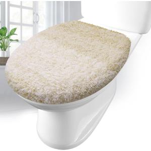 Arotive Soft Microfiber Bathroom Toilet Lid Cover, Machine Washable Seat Covers, 17.5 x 15, Stays in Place Rubber Backing, Fits Most Round, Elongated and Oblong Lids, Accessories Decor, Light Beige