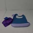 2 Pieces Adult Bib Large Silicone Adult Bibs With Crumb Catcher, Adjustable Waterproof Clothes Protector, Bibs For Elderly Women And Men, Senior Citizen Feeding Bibs – Unisex (Blue, Purple)