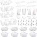 32 Pieces Pegboard Organizer Set Peg Board Rack with Hooks,Loops Wire Shelves Garage Storage, Craft Workshop, Workbench Assortment Organizer Tools(White)