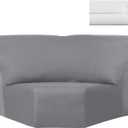 Weysat Corner Sofa Cover Stretch Corner Couch Cover Furniture Protector for Living Room Sectional Recliner Sofa Slipcover Reclining L Shape Couch Additional Seat(Light Gray,Milk Silk)
