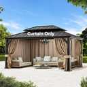 Covered Outdoor Gazebo Curtain Replacement Universal 4-Panel Sidewalls 12' x 16', Outdoor Gazebo Privacy Curtains with Zipper, Replacement for Outdoor, Patio Canopy, Garden and Backyard (Curtain Only)