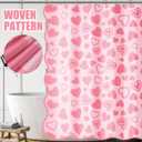 Frienda Valentine's Day Shower Curtain for Bathroom Decor Scalloped Love Hearts Curtain Romantic Waterproof Fabric for Valentines Day Bath Bathtub Decorations, Hooks Include, 72 x 72 Inch (Pink)