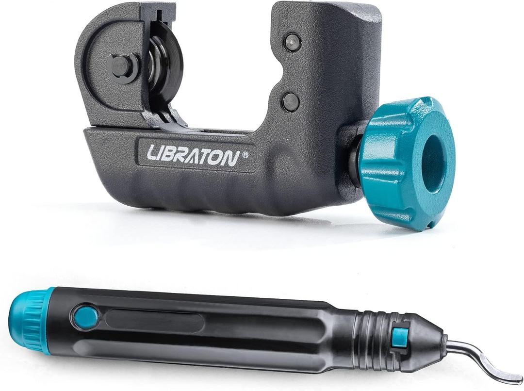 Libraton Tubing Cutter 3/16" to 1-1/8", Mini Tube Cutter, Copper Cutter, Heavy Duty Mini Pipe Cutter, Copper Tube Cutter with Deburring Tool for Copper Pipe, Aluminum Pipe, Thin Stainless Steel Pipe