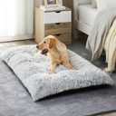 BFPETHOME Dog Bed for Large Dogs, Plush Kennel Pad for Sleeping &Ease Anxiety, Washable Mats with Anti-Slip Bottom - 48 x 28 inch, Grey (2XL(48x29 inch))