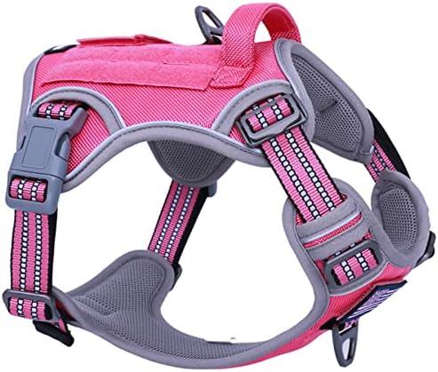 BUMBIN Tactical Dog Harness for Small Dogs No Pull, Famous TIK Tok No Pull Puppy Harness, Fit Smart Reflective Pet Walking Harness for Training, Adjustable Dog Vest Harness with Handle Pink S