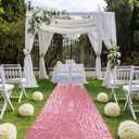 ShiDianYi Sequin Aisle Runner for Wedding Ceremony 2FTx15FT Fuchsia Pink Aisle Runners for Weddings Outside Glitter Runner Rug Rose Pink Sequin Fabric Carpet Runner for Party Prom Graduation