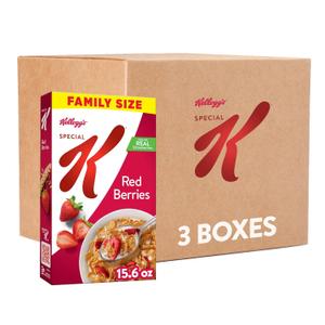 Kellogg's Special K Breakfast Cereal, Family Breakfast, Fiber Cereal, Family Size, Red Berries (3 Boxes) (EXP 11/20/26)