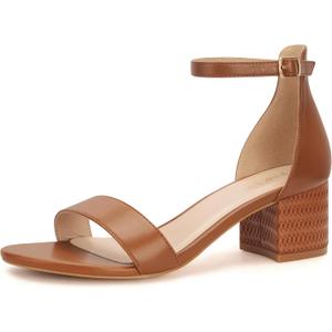 PARTY Women's Open Toe Ankle Strap Low Block Chunky Heels Sandals