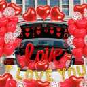 2 x 114Pcs Red Valentines Day Decorations with I Love You Banner Foil Red Heart Love Balloons 1000Pcs Rose Petals Hanging Heart Garlands for Wedding Anniversary Decor Romantic Proposal Day Decorations