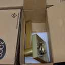 EHOMEWARE 6 Pack Satin Brass Dummy Door Handle, Gold Interior Door Lever for Pull or Push Only, Heavy Duty Single Sided Door Handles for French or Closet Doors