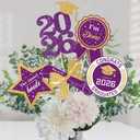 2 x Graduation Party Centerpieces Decorations for Tables Class of 2026-60pcs Glitter Purple and Gold Graduation Table Centerpieces Sticks with LED String Lights for Graduation Party Decor Supplies