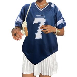 Soccer Cup 2026 Soccer Shirt for Women Jersey Shirts Oversized Number 7 Graphic Shirt (Blue, S)