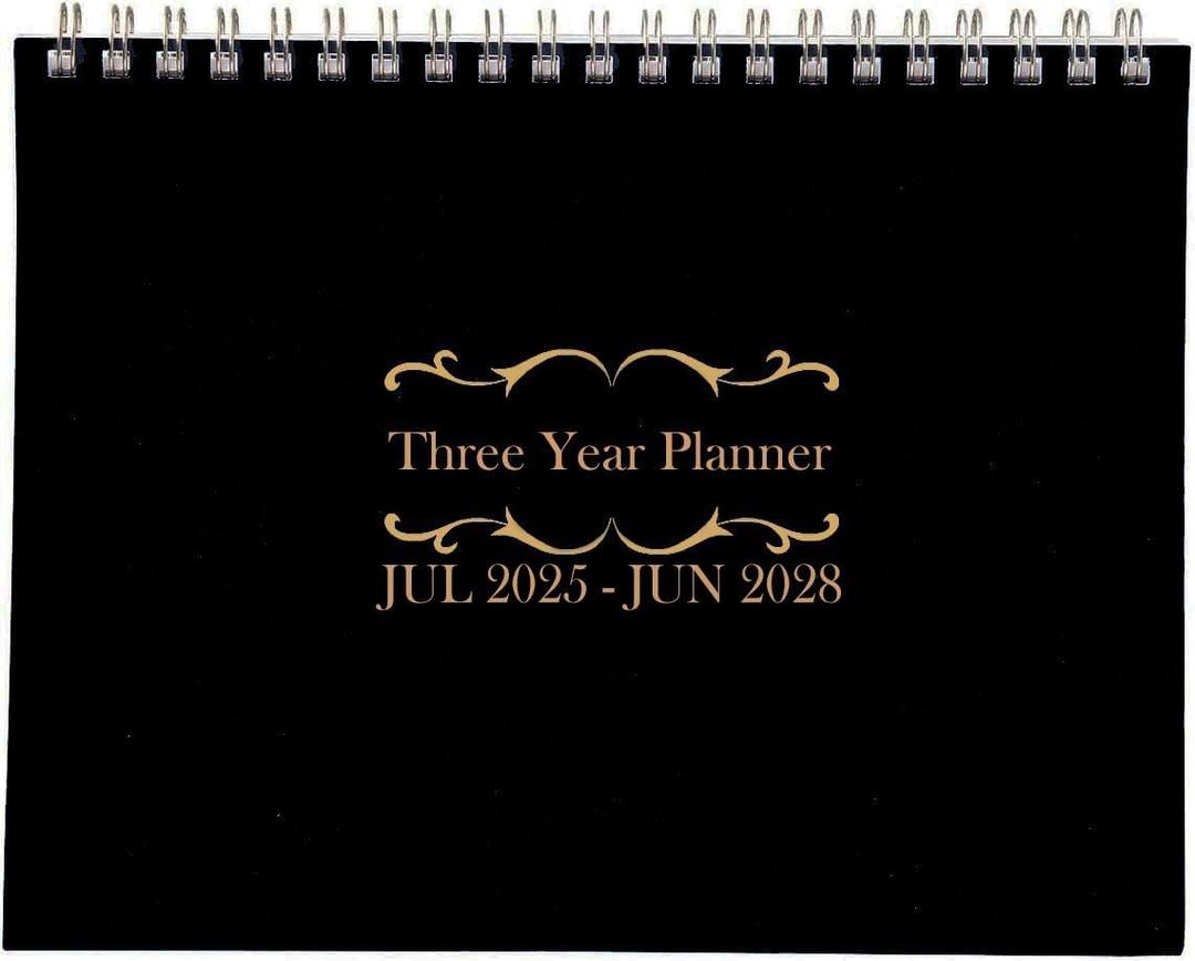 2 x 3 Year Calendar Monthly Planner Spiral Bound Approx 11" x 8.5" Start On JULY (Black)