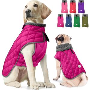 Fragralley Dog Winter Coat, Waterproof Windproof Reflective Fleece Jacket with Harness Hole, Warm Snow Vest for Small Medium Large Dogs, Ideal Gifts (DeepPink) X-Large